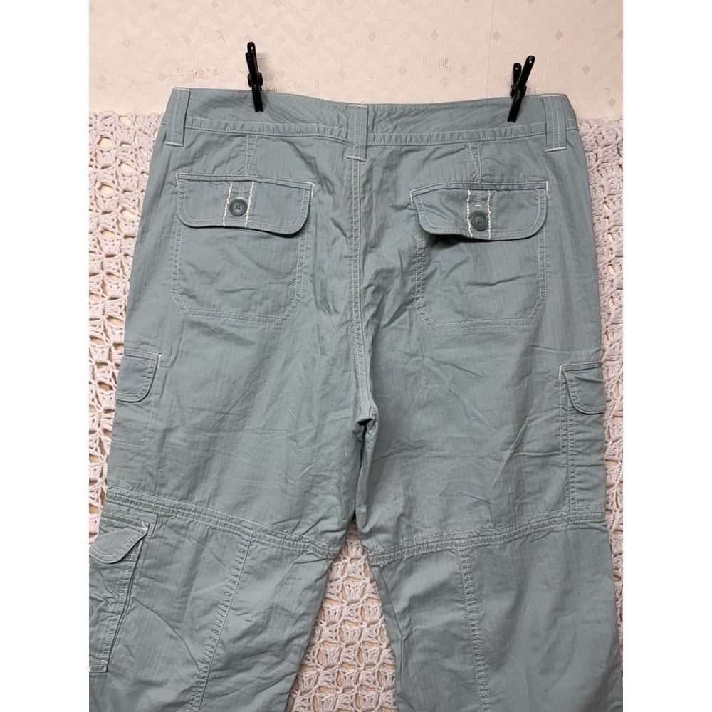 Eddie Bauer Cargo Capri Pants Women 12 Tall Green Hiking Casual Adjustable Ankle - Picture 8 of 10